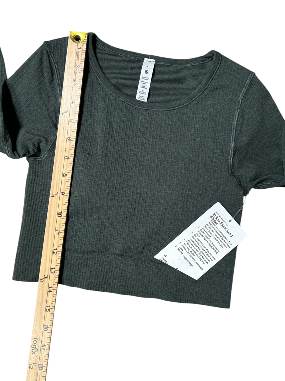 Lululemon Ebb to Street Long Sleeve Shirt Smoked Spruce, Size 4 W3DZNS - Picture 5 of 6